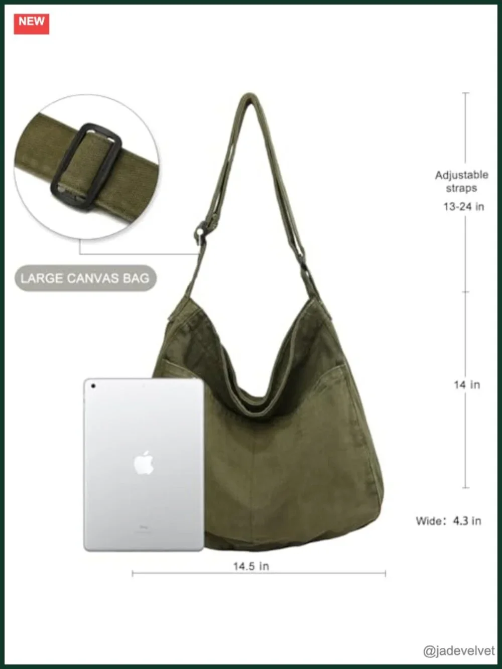Large Canvas Tote Bag Hobo Crossbody Shoulder Purse for Work Travel